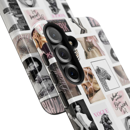 Fashion Collage Phone Case — Pink Vogue Magazine Aesthetic Tough Case