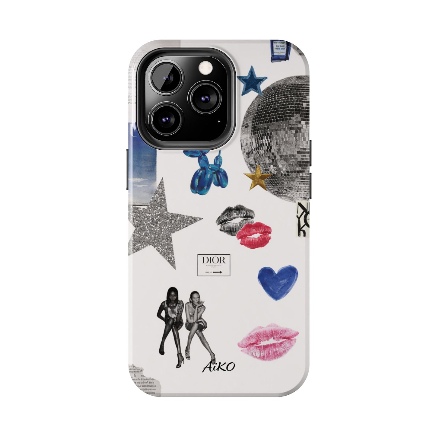Glam Collage — Tough Protective Phone Case (disco ball, lips, stars)