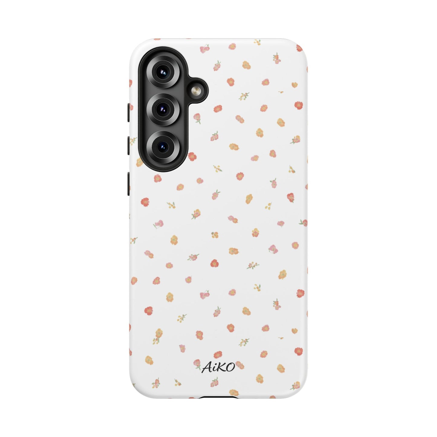 Floral Confetti Tough Phone Case — Minimal White with Tiny Rose Petals
