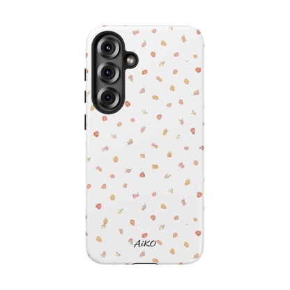 Floral Confetti Tough Phone Case — Minimal White with Tiny Rose Petals
