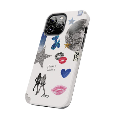 Glam Collage — Tough Protective Phone Case (disco ball, lips, stars)
