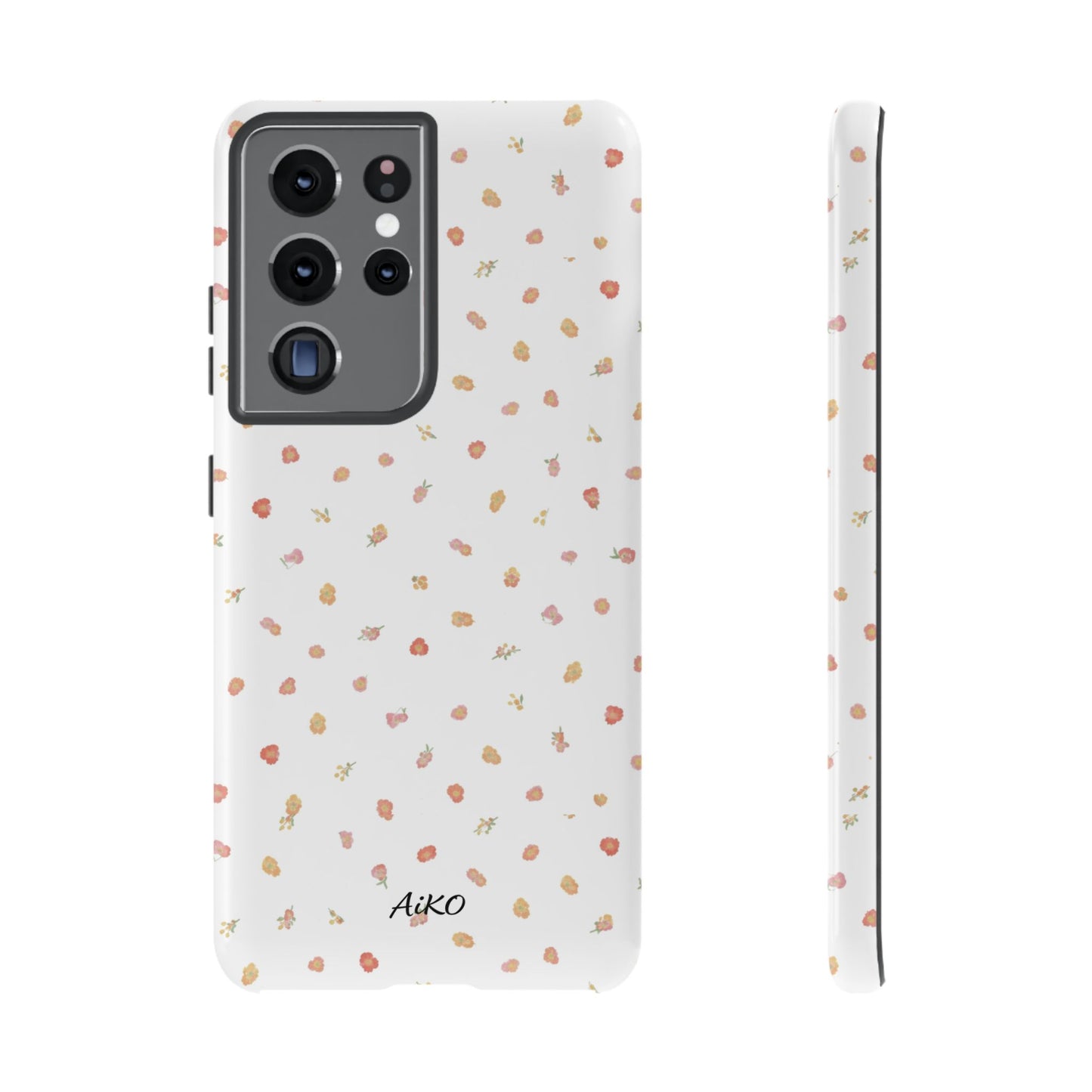 Floral Confetti Tough Phone Case — Minimal White with Tiny Rose Petals