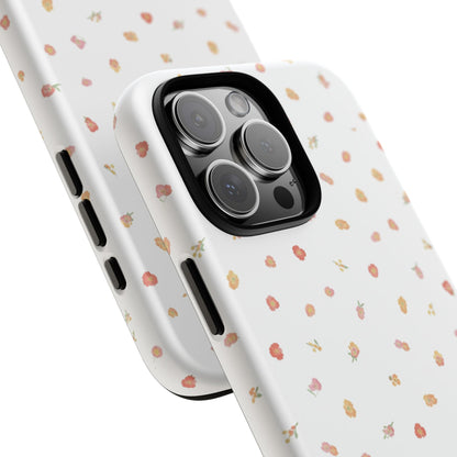 Floral Confetti Tough Phone Case — Minimal White with Tiny Rose Petals
