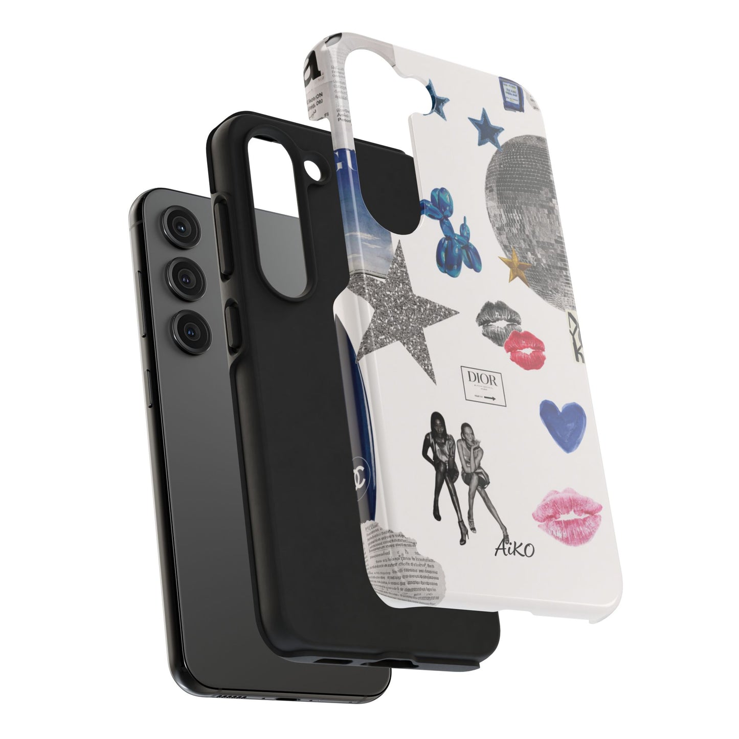 Glam Collage — Tough Protective Phone Case (disco ball, lips, stars)