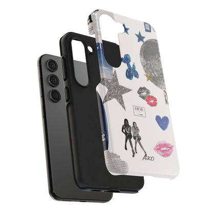 Glam Collage — Tough Protective Phone Case (disco ball, lips, stars)