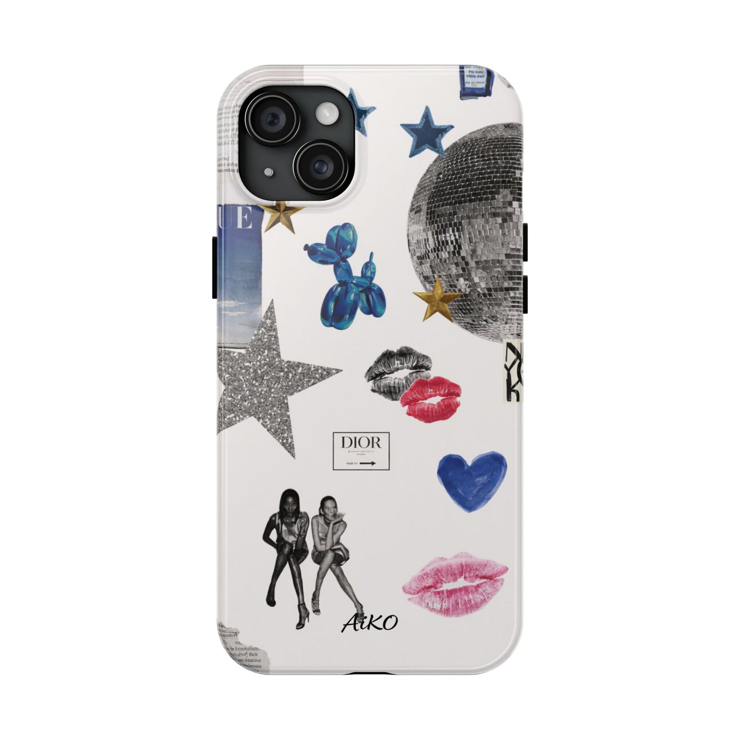 Glam Collage — Tough Protective Phone Case (disco ball, lips, stars)