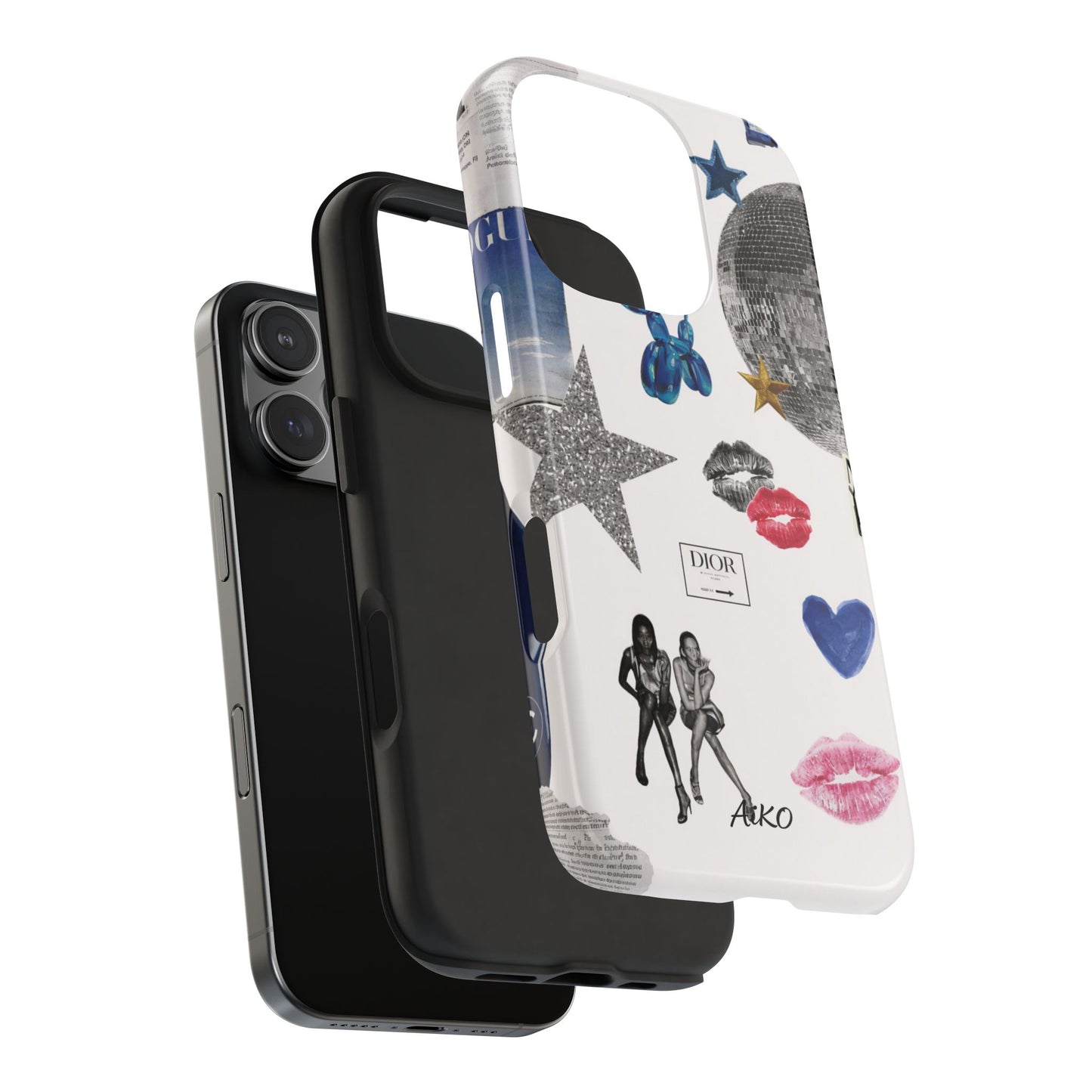 Glam Collage — Tough Protective Phone Case (disco ball, lips, stars)