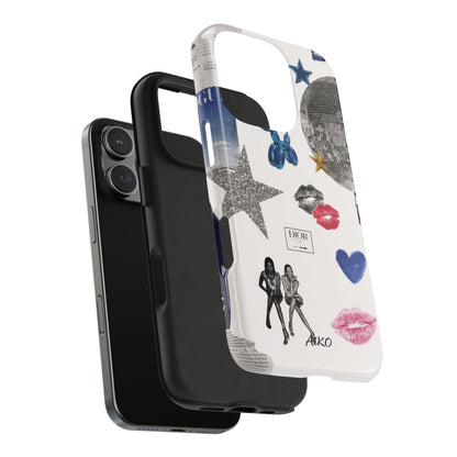 Glam Collage — Tough Protective Phone Case (disco ball, lips, stars)