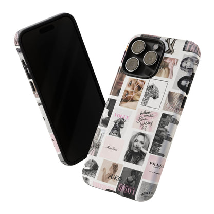 Fashion Collage Phone Case — Pink Vogue Magazine Aesthetic Tough Case