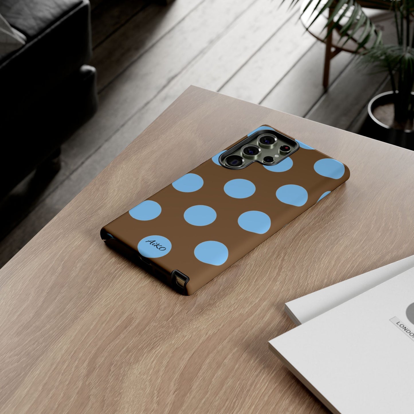 Polka Dots (Blue & Brown)