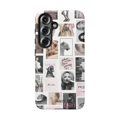 Fashion Collage Phone Case — Pink Vogue Magazine Aesthetic Tough Case