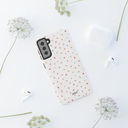Floral Confetti Tough Phone Case — Minimal White with Tiny Rose Petals