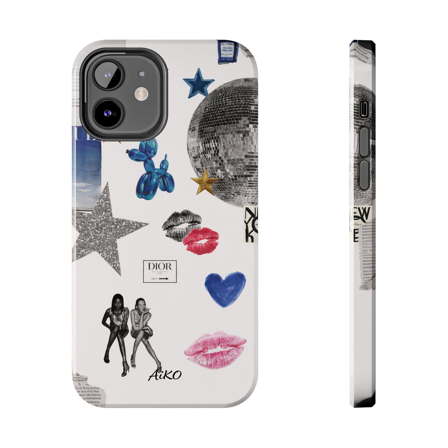 Glam Collage — Tough Protective Phone Case (disco ball, lips, stars)