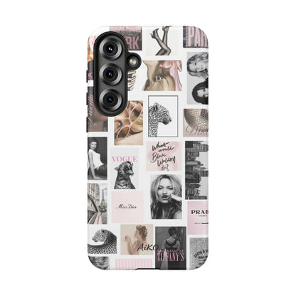 Fashion Collage Phone Case — Pink Vogue Magazine Aesthetic Tough Case