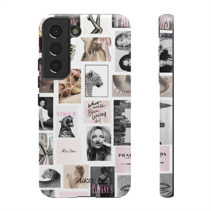Fashion Collage Phone Case — Pink Vogue Magazine Aesthetic Tough Case
