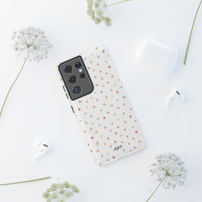 Floral Confetti Tough Phone Case — Minimal White with Tiny Rose Petals