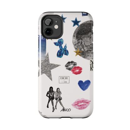 Glam Collage — Tough Protective Phone Case (disco ball, lips, stars)