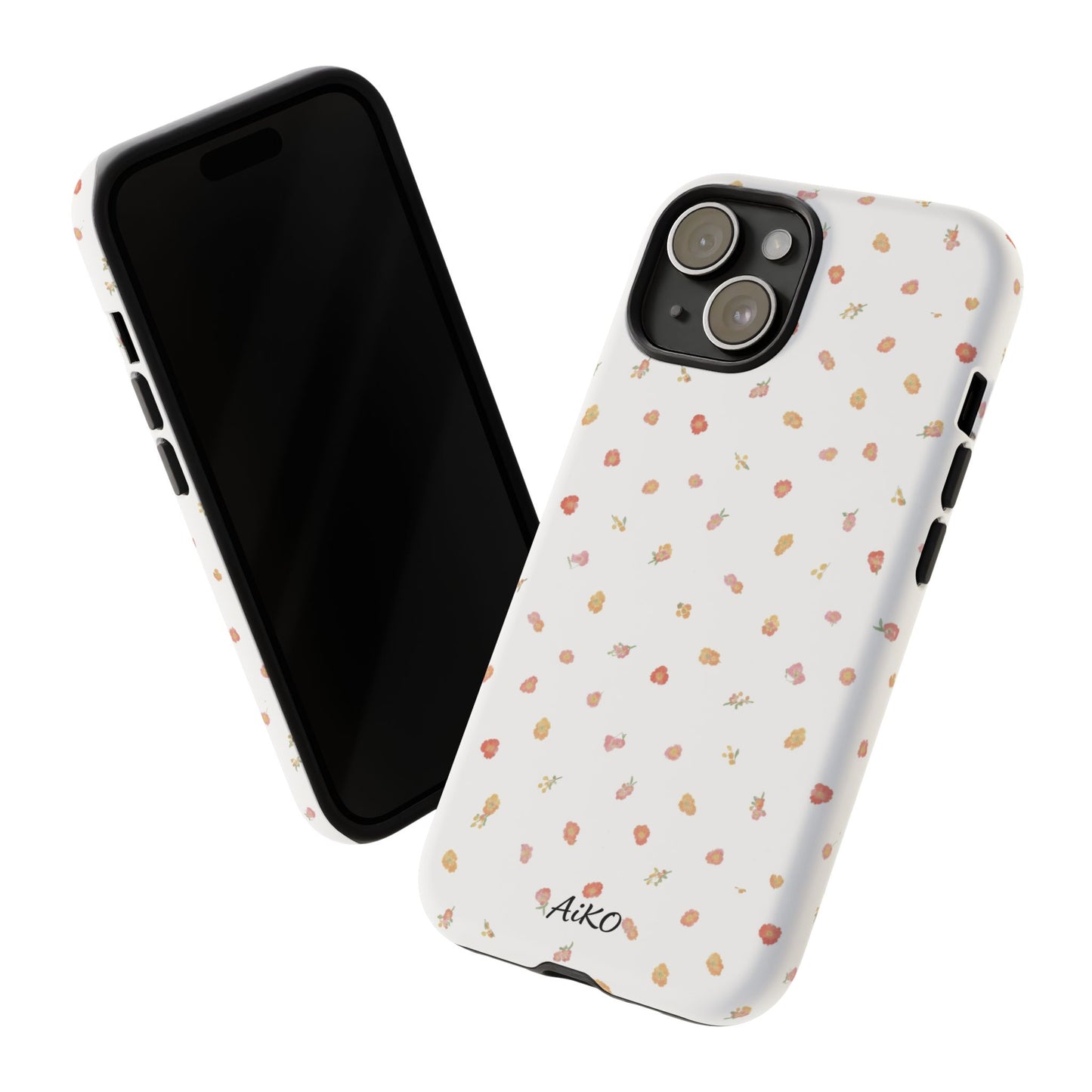 Floral Confetti Tough Phone Case — Minimal White with Tiny Rose Petals