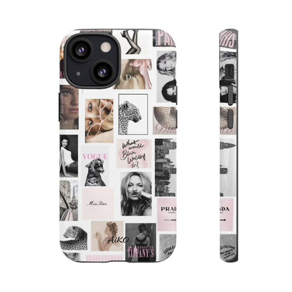 Fashion Collage Phone Case — Pink Vogue Magazine Aesthetic Tough Case