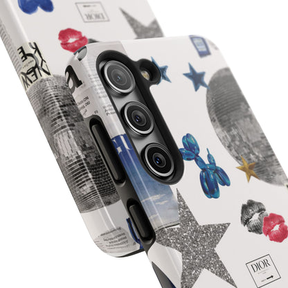 Glam Collage — Tough Protective Phone Case (disco ball, lips, stars)
