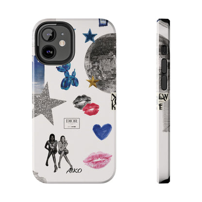 Glam Collage — Tough Protective Phone Case (disco ball, lips, stars)