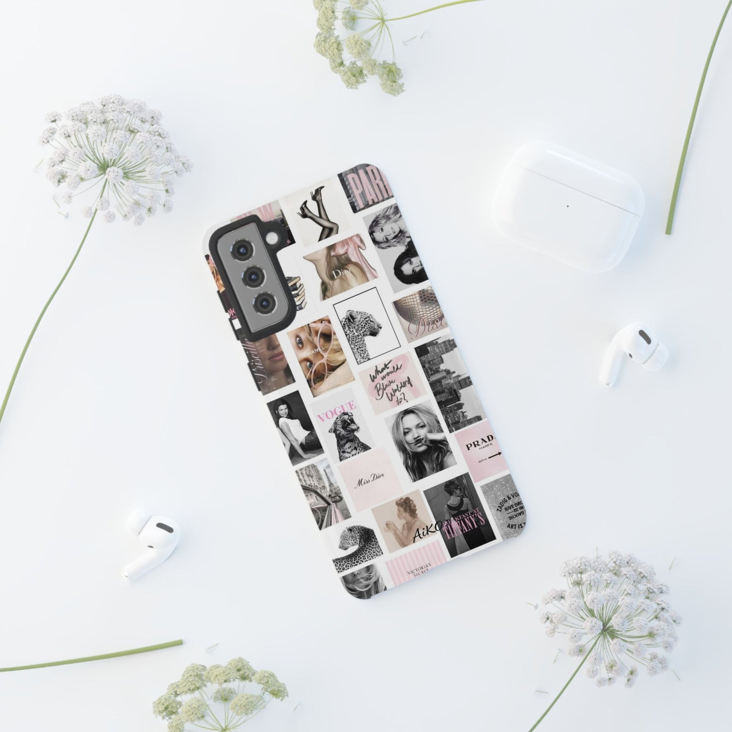 Fashion Collage Phone Case — Pink Vogue Magazine Aesthetic Tough Case