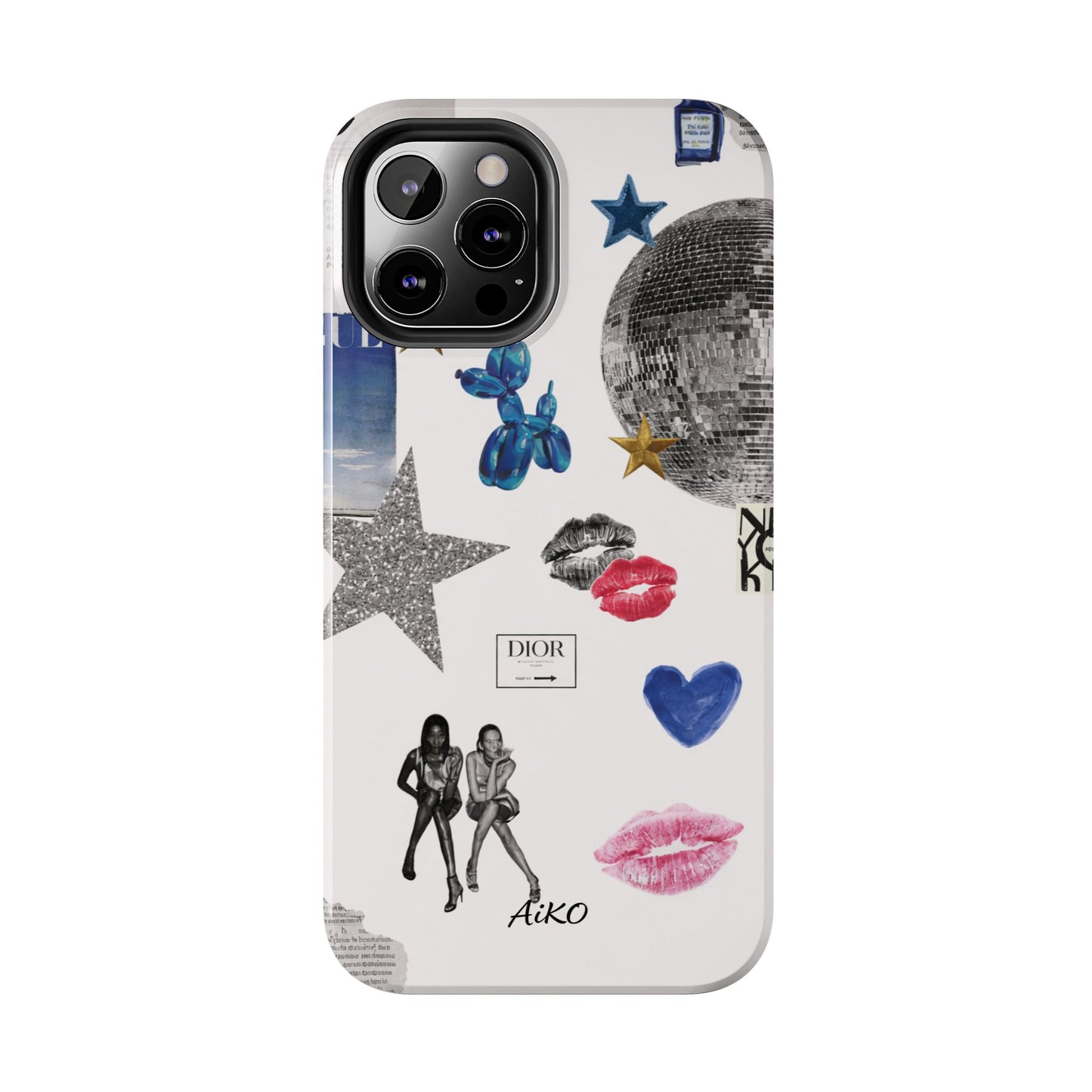 Glam Collage — Tough Protective Phone Case (disco ball, lips, stars)