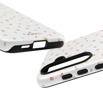 Floral Confetti Tough Phone Case — Minimal White with Tiny Rose Petals