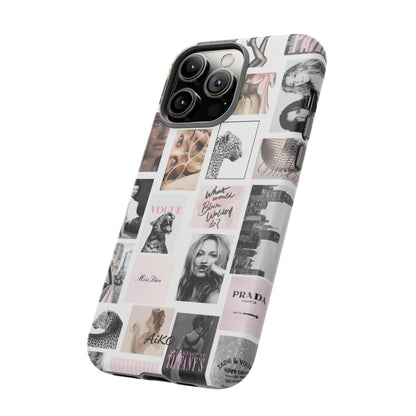 Fashion Collage Phone Case — Pink Vogue Magazine Aesthetic Tough Case