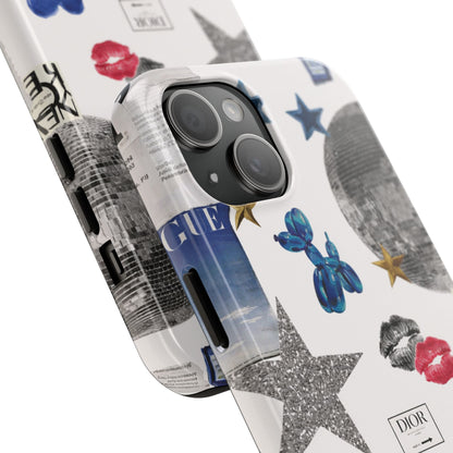 Glam Collage — Tough Protective Phone Case (disco ball, lips, stars)