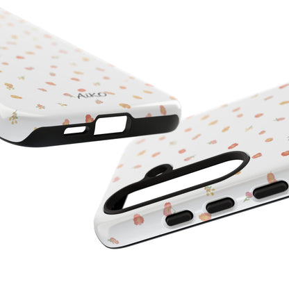 Floral Confetti Tough Phone Case — Minimal White with Tiny Rose Petals