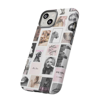 Fashion Collage Phone Case — Pink Vogue Magazine Aesthetic Tough Case
