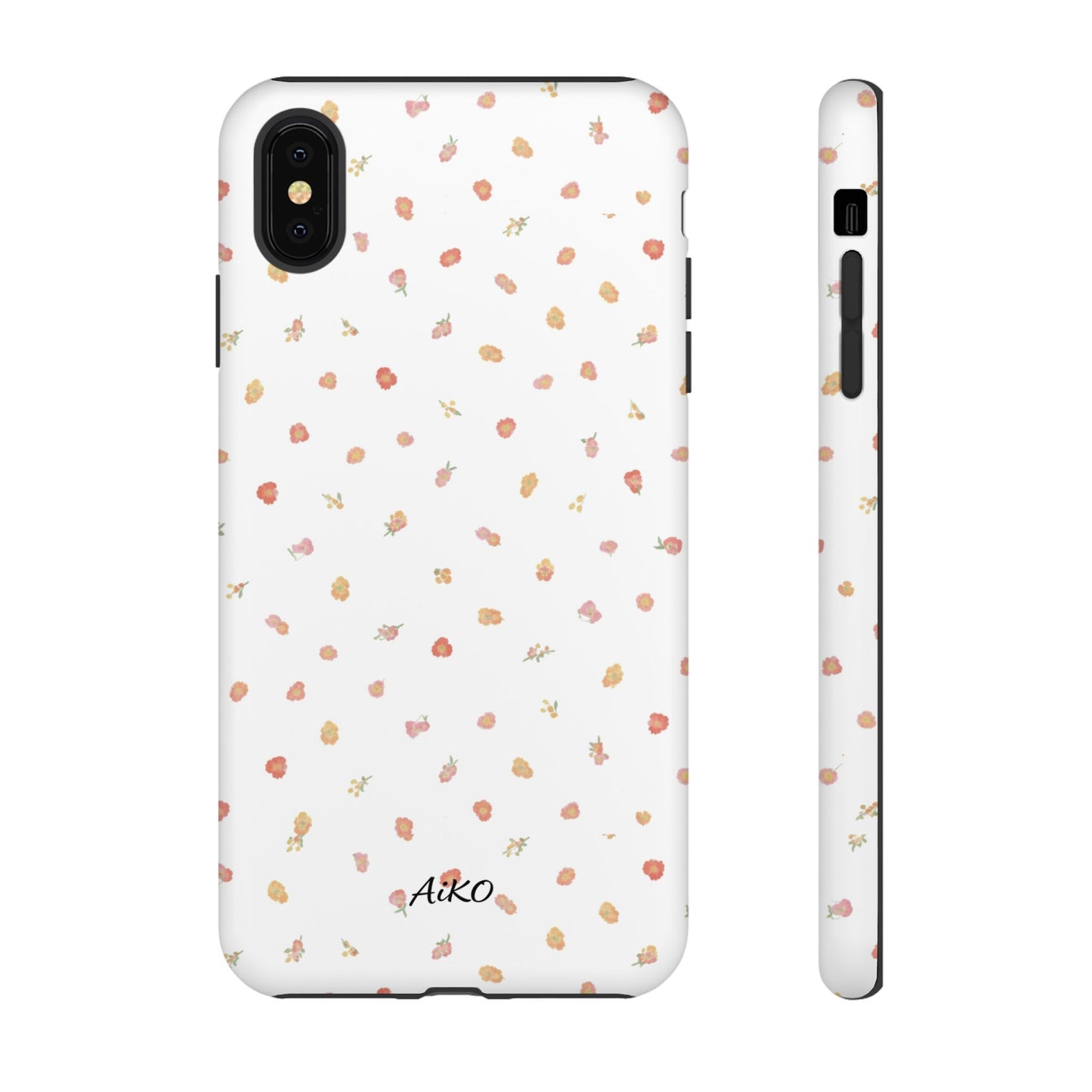 Floral Confetti Tough Phone Case — Minimal White with Tiny Rose Petals