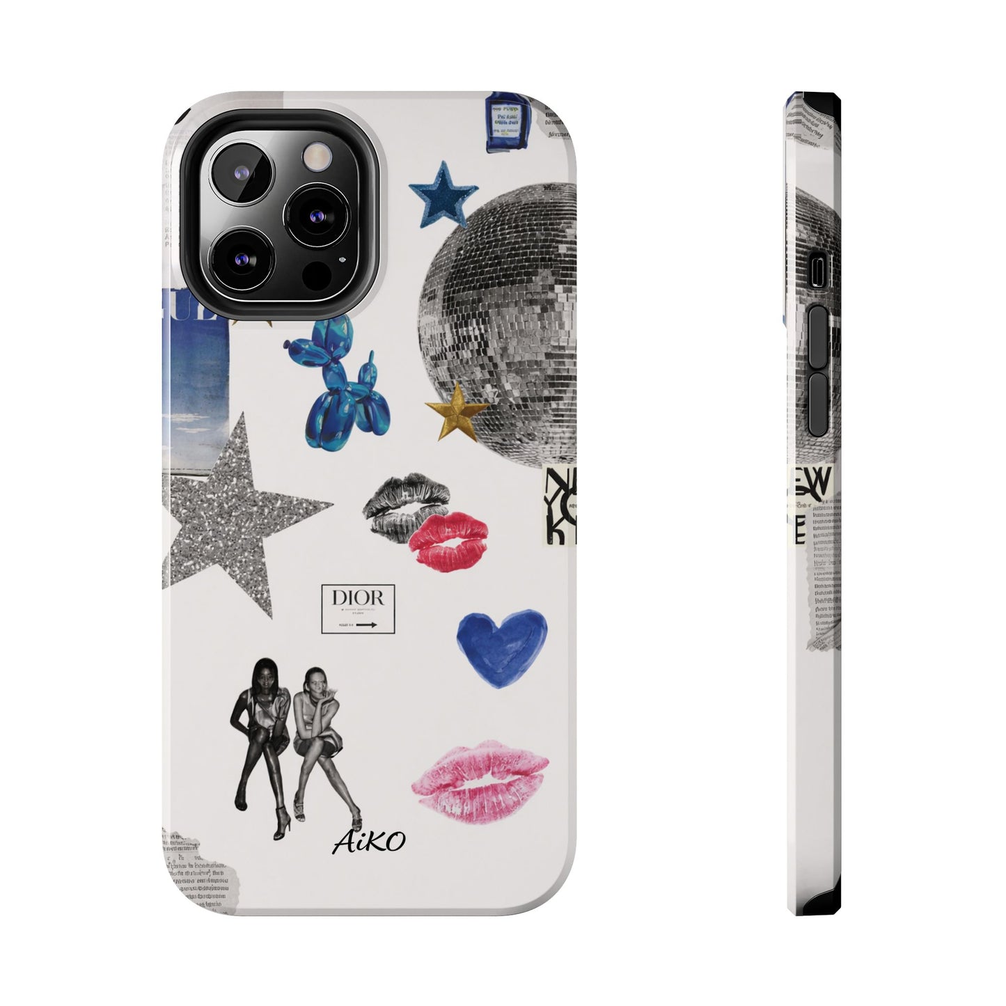 Glam Collage — Tough Protective Phone Case (disco ball, lips, stars)