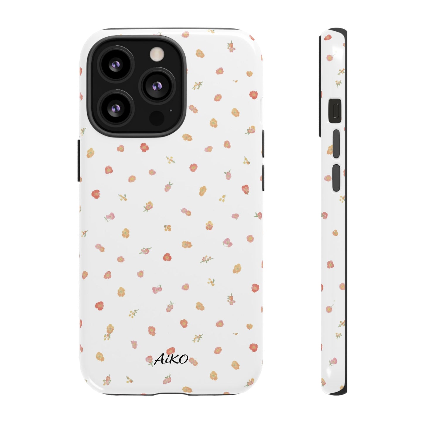 Floral Confetti Tough Phone Case — Minimal White with Tiny Rose Petals