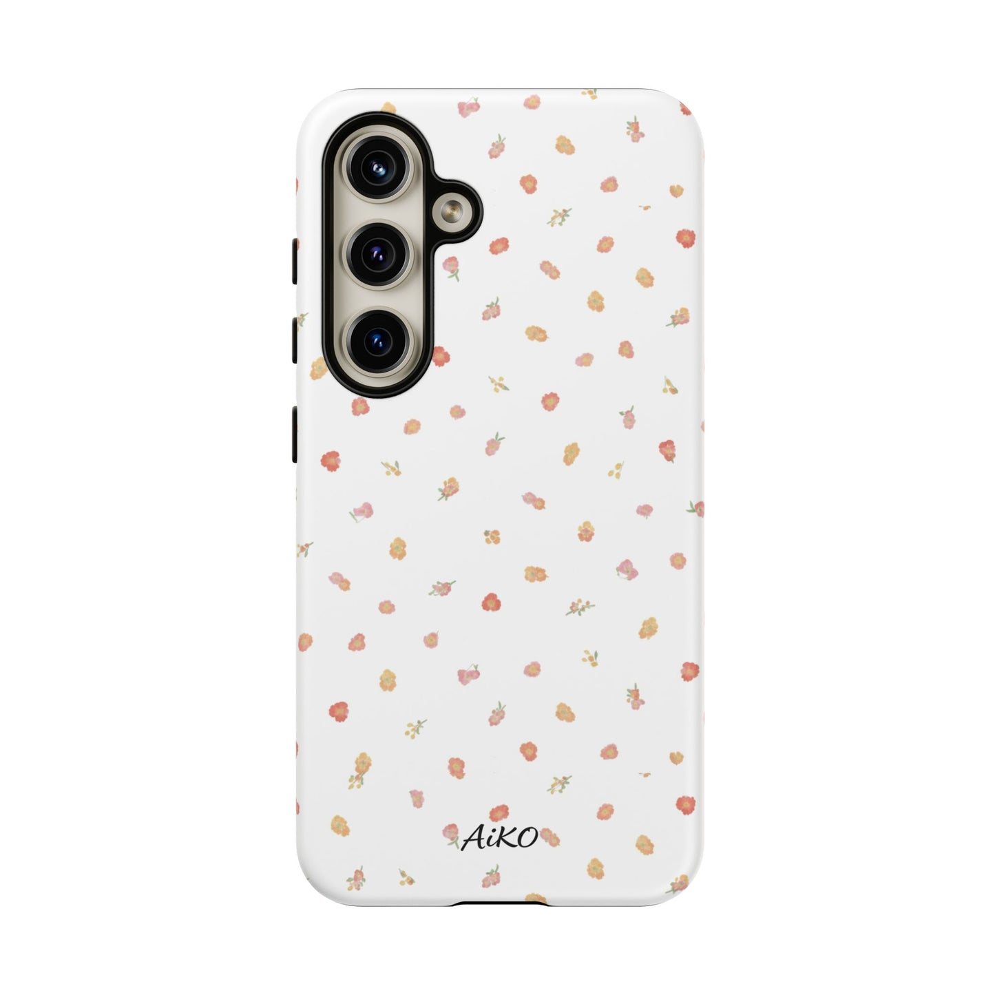 Floral Confetti Tough Phone Case — Minimal White with Tiny Rose Petals