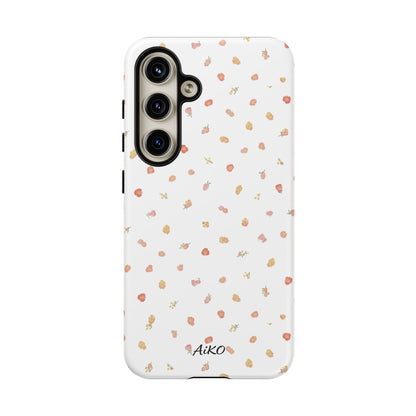 Floral Confetti Tough Phone Case — Minimal White with Tiny Rose Petals