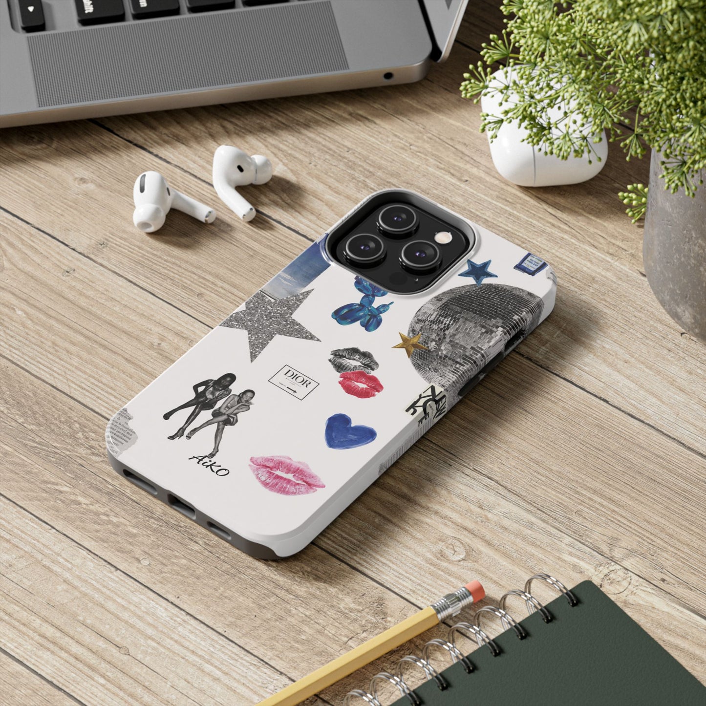 Glam Collage — Tough Protective Phone Case (disco ball, lips, stars)
